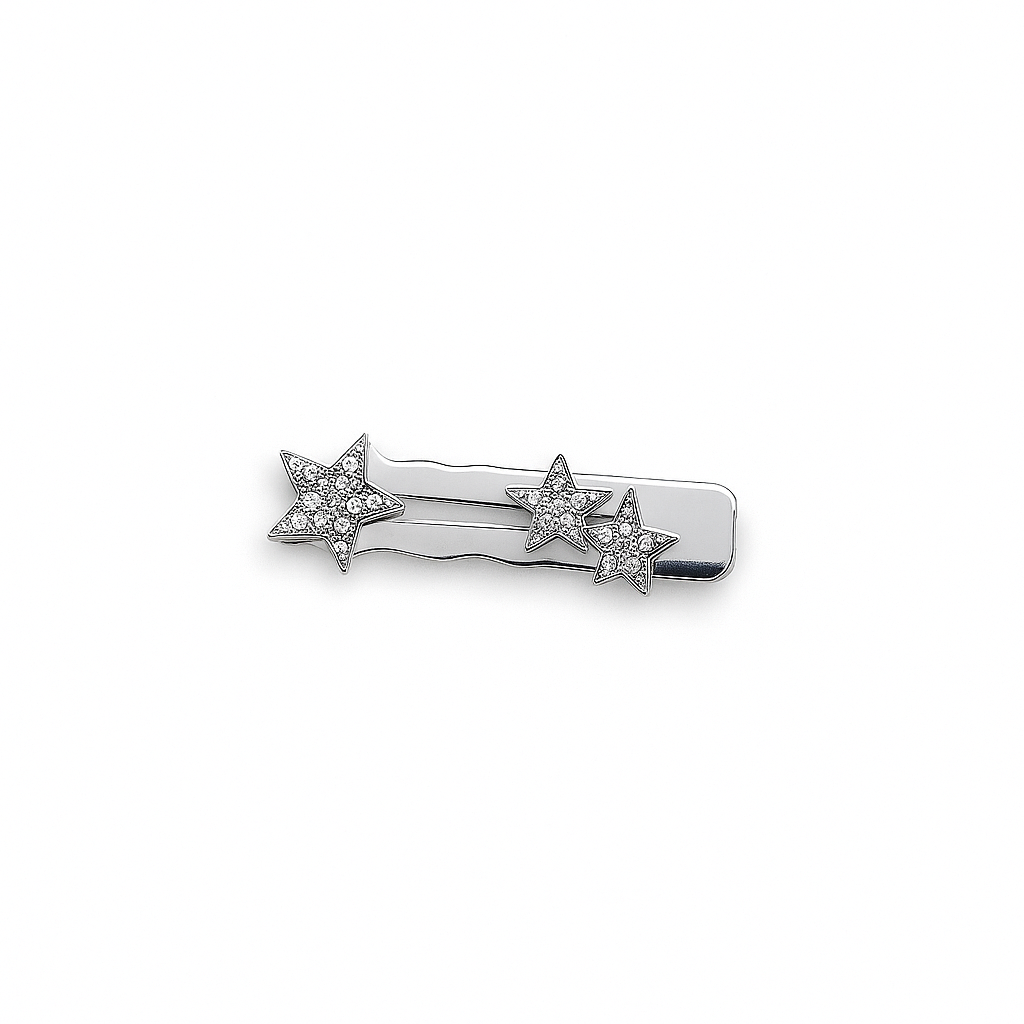 Silver crystal star hair clip