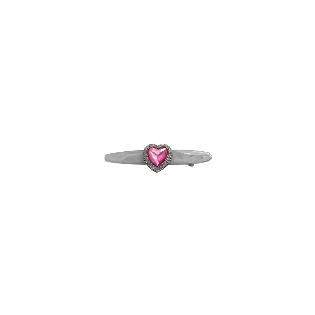 Blush heart gem hair clip