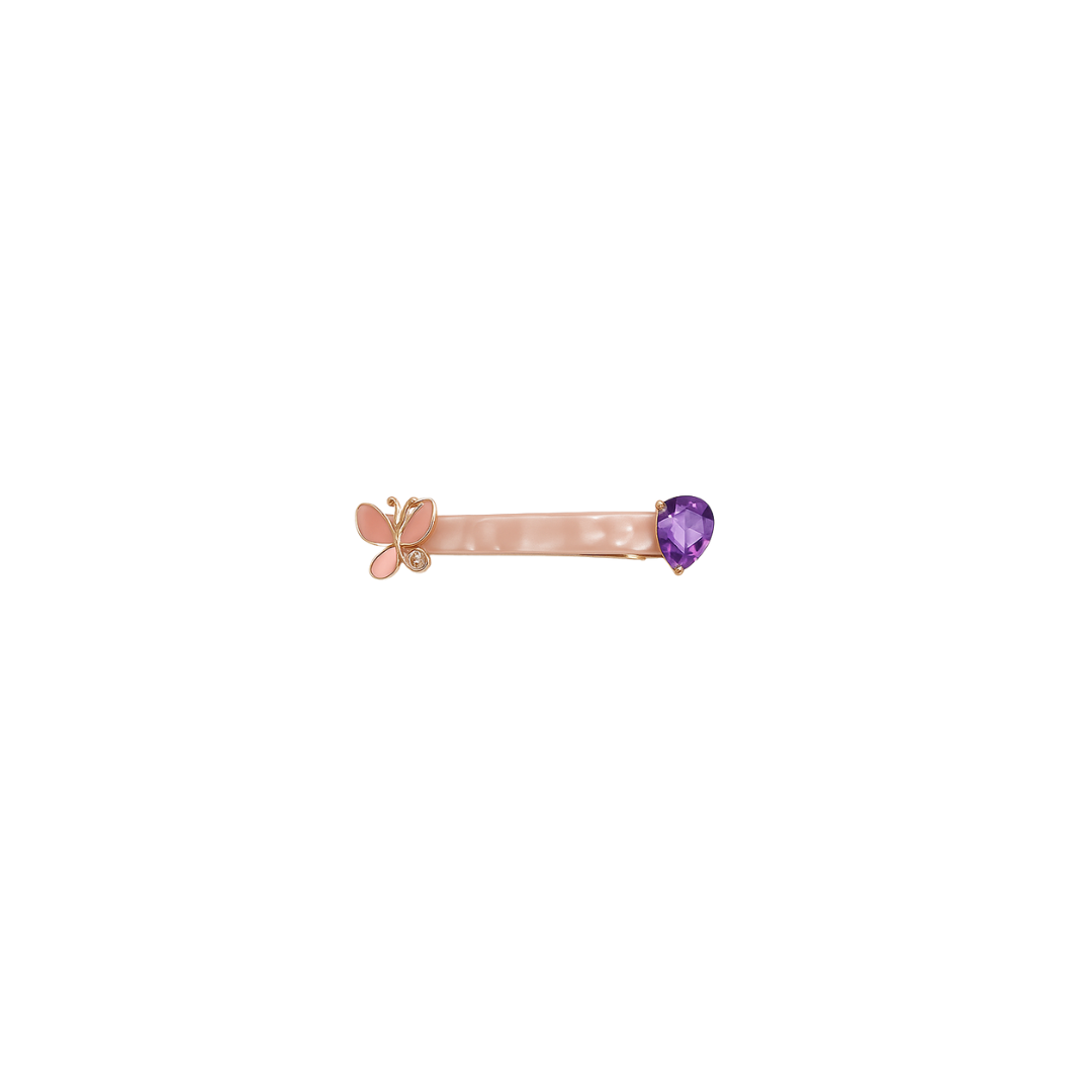 Pink butterfly gem hair clip
