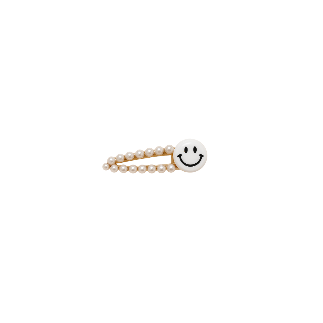 Smiley pearl barrette