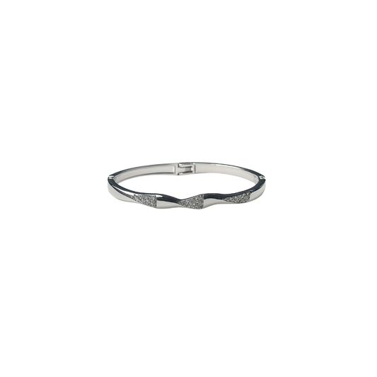 Silver Curved Crystal Bracelet