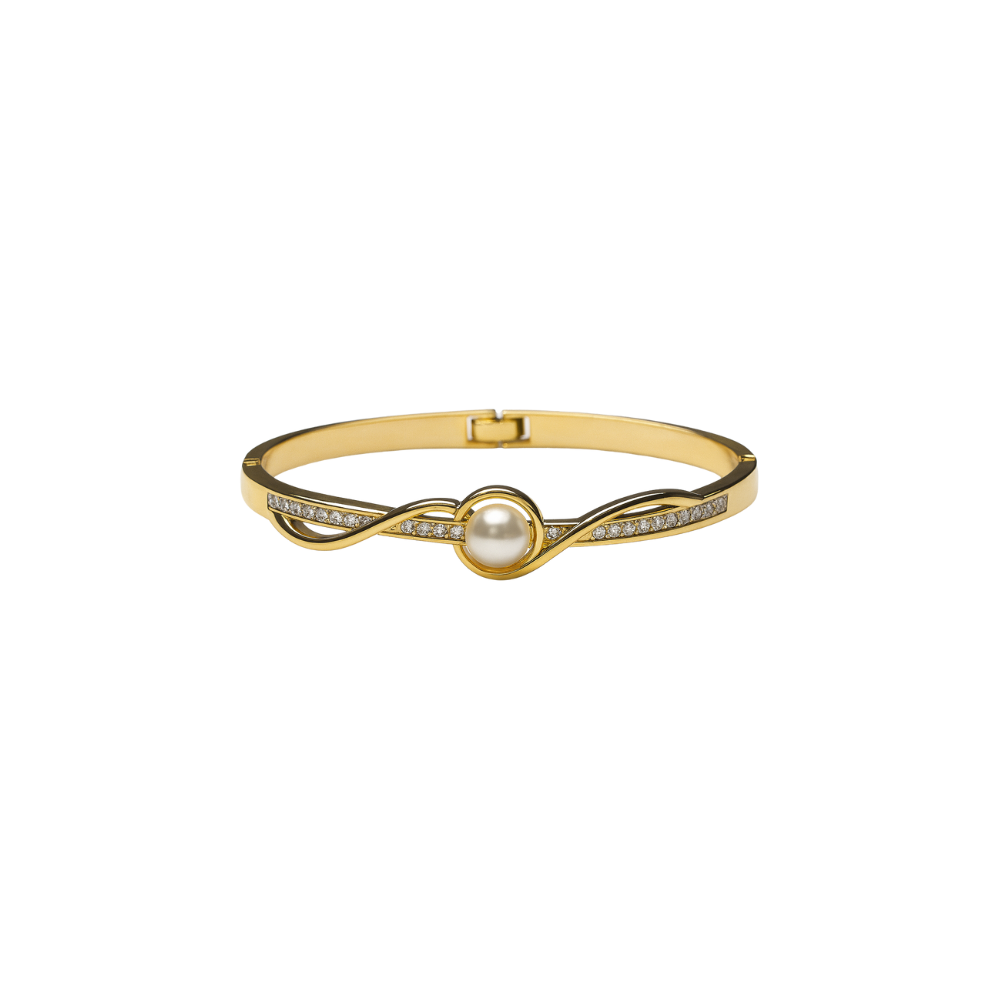 Gold Pearl Wave Bracelet