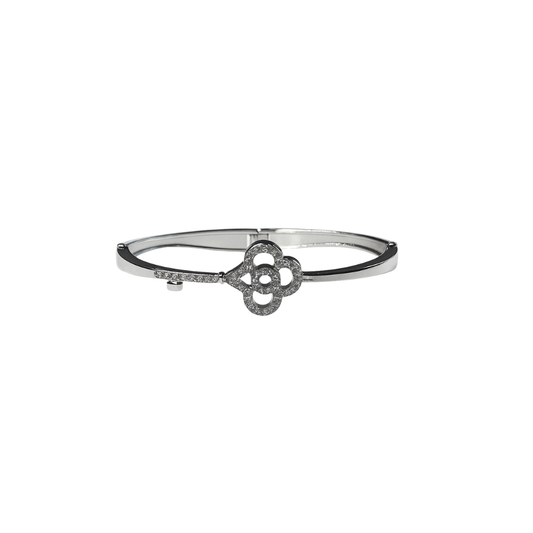 Silver Clover Key Crystal Bracelet
