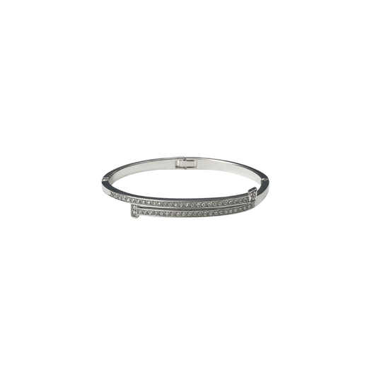 Silver Double Row Crystal Bangle