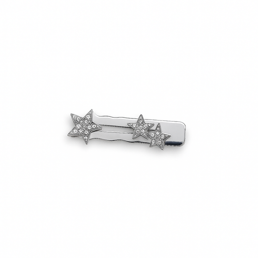 Silver crystal star hair clip