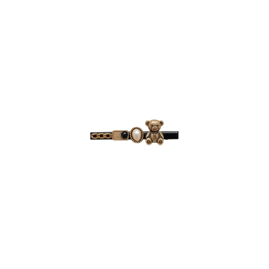 Golden teddy charm hair clip