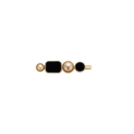Black gem & pearl glam hair clip