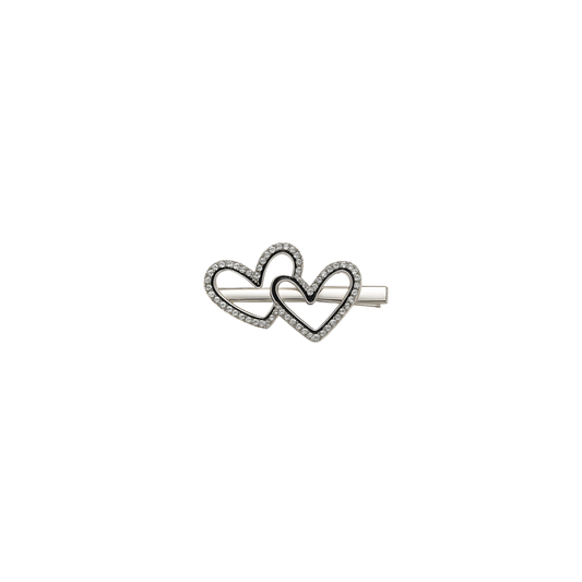 Double heart crystal hair clip