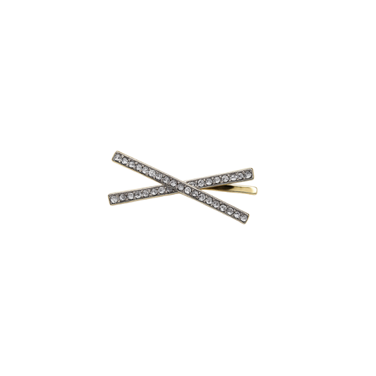Gold crystal cross hair clip