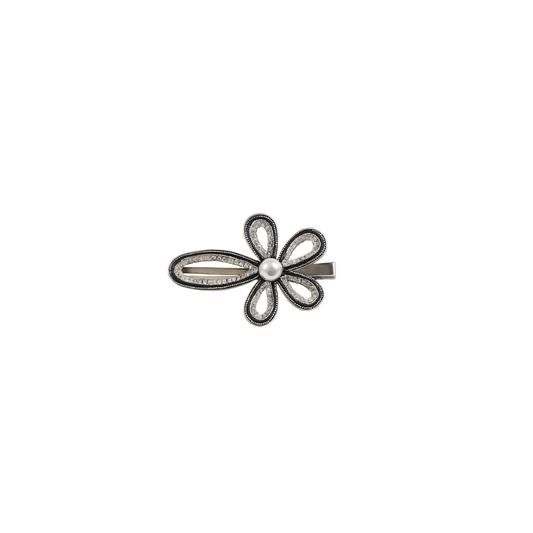 Diamond petal flower hair clip