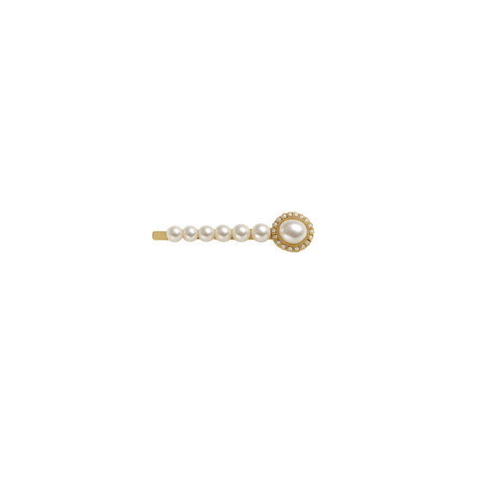 Classic oval pearl barrette set