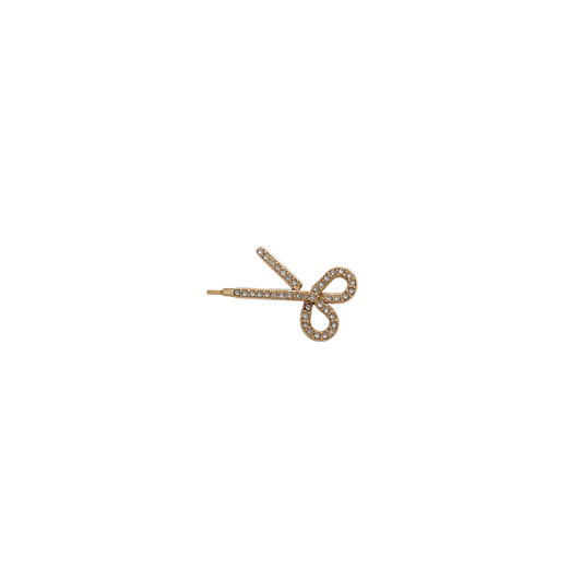 Golden crystal bow hair clip