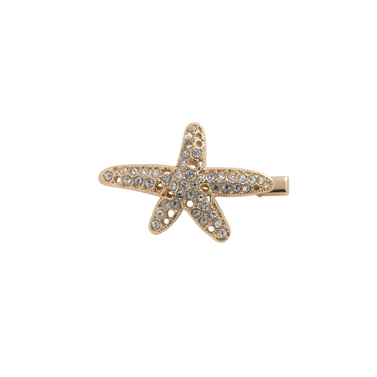 Golden starfish crystal hair clip