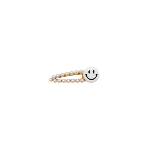 Smiley pearl barrette