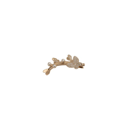Crystal butterfly & pearl hair clip
