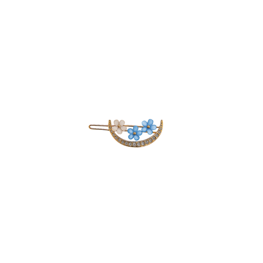 Floral crescent crystal hair clip