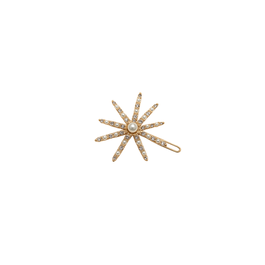 Starburst pearl crystal hair clip