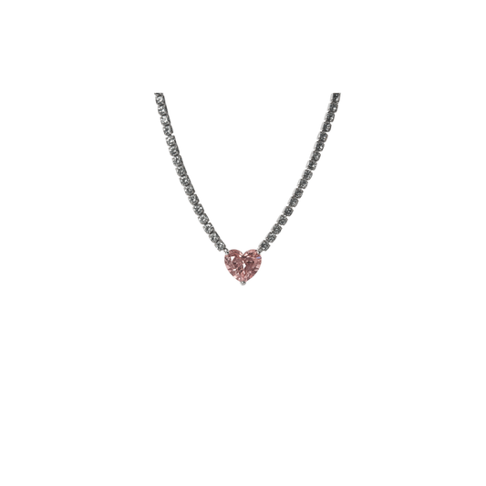 Pink Heart Crystal Necklace