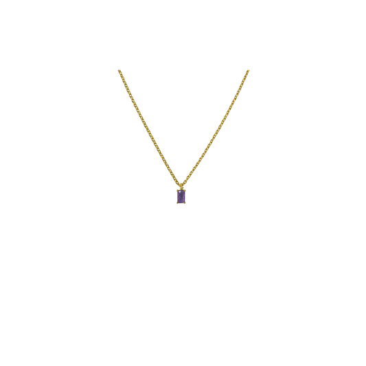 Gold Necklace with Purple Gemstone Pendant