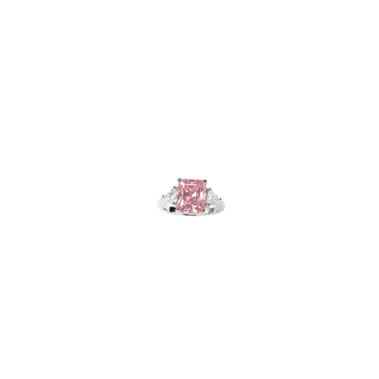 Pink Radiant Cut Crystal Ring