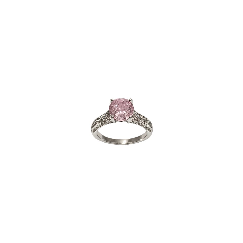 Pink Round Crystal Ring – Classic Elegant Design
