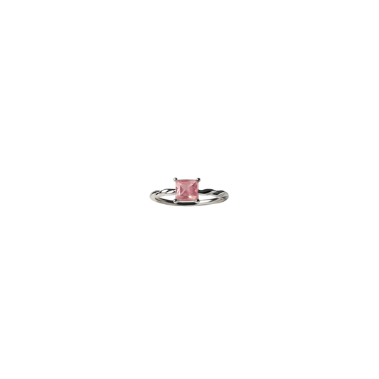 Pink Princess Cut Ring